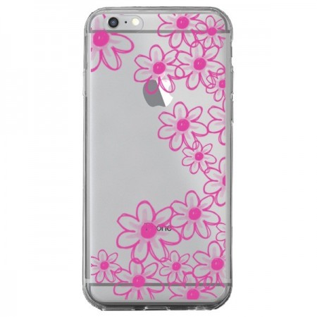 Coque iPhone 6 Plus et 6S Plus Pink Flowers Fleurs Roses Transparente - Sylvia Cook