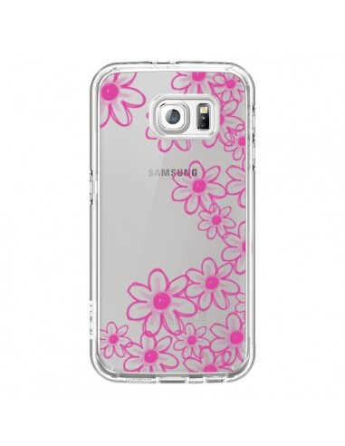 Coque Pink Flowers Fleurs Roses Transparente...