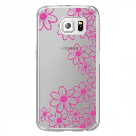 Coque Pink Flowers Fleurs Roses Transparente pour Samsung Galaxy S6 Edge - Sylvia Cook