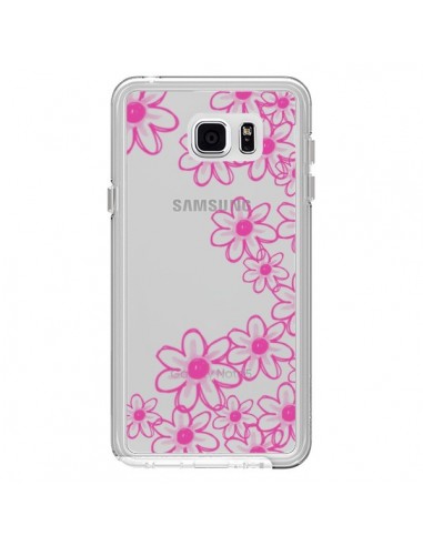 Coque Pink Flowers Fleurs Roses Transparente...