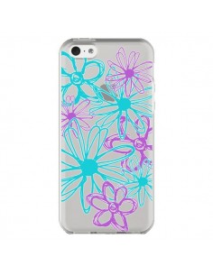 Coque iPhone 5C Turquoise and Purple Flowers Fleurs... 2