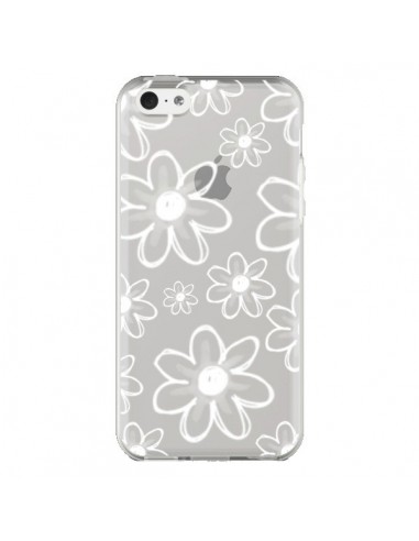 Coque iPhone 5C Mandala Blanc White Flower...