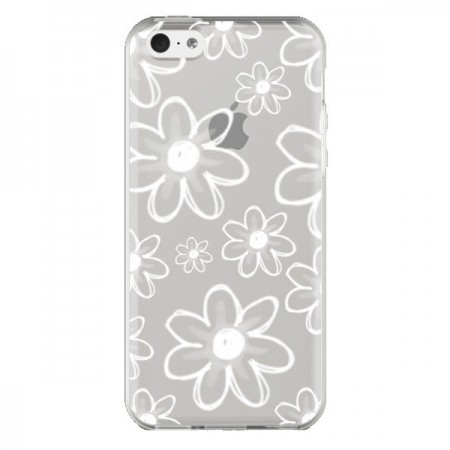 Coque iPhone 5C Mandala Blanc White Flower Transparente - Sylvia Cook