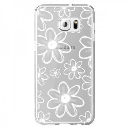 Coque Mandala Blanc White Flower Transparente pour Samsung Galaxy S6 Edge Plus - Sylvia Cook