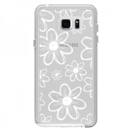 Coque Mandala Blanc White Flower Transparente pour Samsung Galaxy Note 5 - Sylvia Cook
