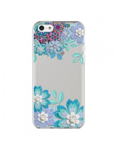 Coque iPhone 5C Winter Flower Bleu, Fleurs...
