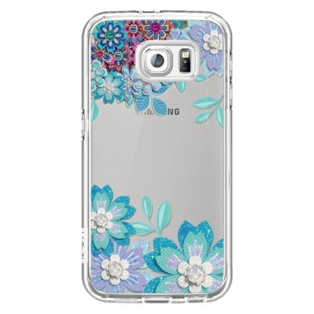 Coque Winter Flower Bleu, Fleurs d'Hiver Transparente pour Samsung Galaxy S6 - Sylvia Cook