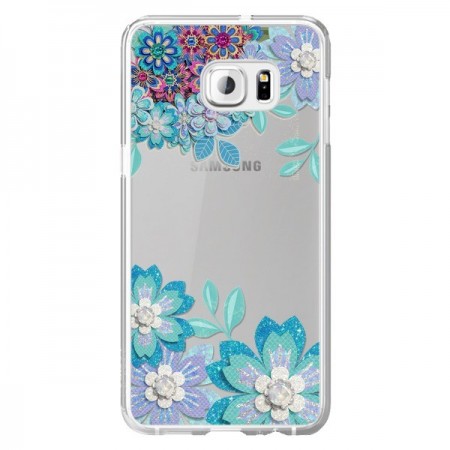 Coque Winter Flower Bleu, Fleurs d'Hiver Transparente pour Samsung Galaxy S6 Edge Plus - Sylvia Cook