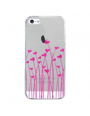 Coque iPhone 5/5S et SE Love in Pink Amour Rose Fleur Transparente - Sylvia Cook