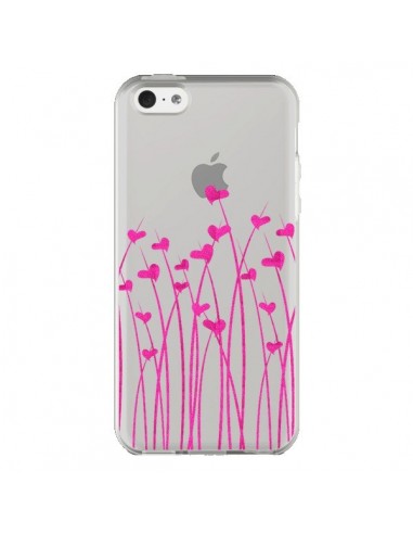 Coque iPhone 5C Love in Pink Amour Rose Fleur Transparente - Sylvia Cook