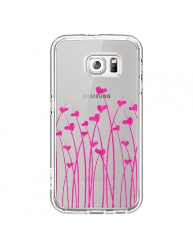 Coque Love in Pink Amour Rose Fleur Transparente pour Samsung Galaxy S6 - Sylvia Cook