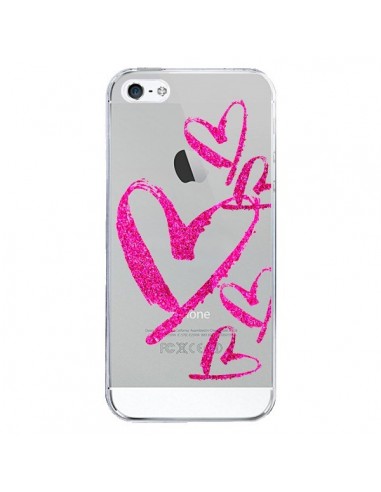 Coque iPhone 5/5S et SE Pink Heart Coeur Rose Transparente - Sylvia Cook