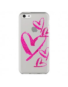 Coque iPhone 5C Pink Heart Coeur Rose Transparente -...