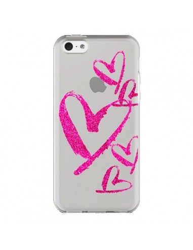 Coque iPhone 5C Pink Heart Coeur Rose Transparente - Sylvia Cook