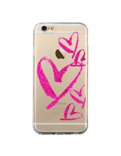 Coque iPhone 6 et 6S Pink Heart Coeur Rose Transparente -...
