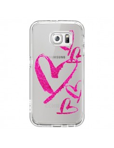 Coque Pink Heart Coeur Rose Transparente pour Samsung...