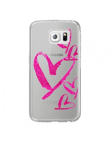Coque Pink Heart Coeur Rose Transparente pour Samsung Galaxy S6 Edge - Sylvia Cook