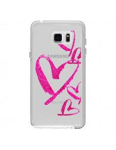 Coque Pink Heart Coeur Rose Transparente pour Samsung...