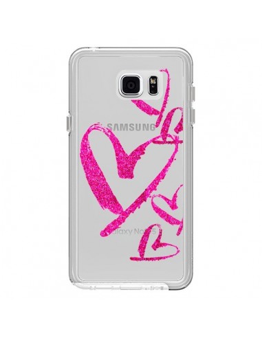 Coque Pink Heart Coeur Rose Transparente pour Samsung Galaxy Note 5 - Sylvia Cook