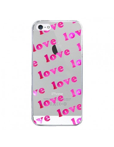Coque iPhone 5/5S et SE Pink Love Rose Transparente - Sylvia Cook
