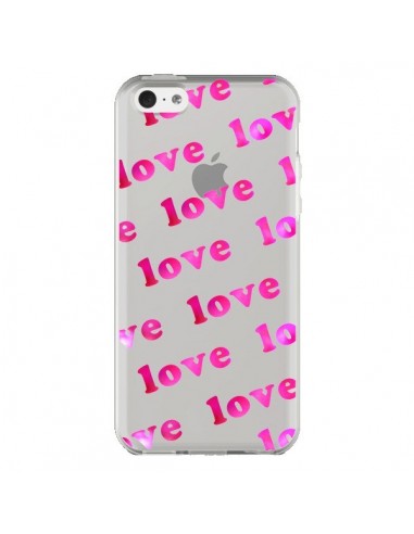 Coque iPhone 5C Pink Love Rose Transparente - Sylvia Cook