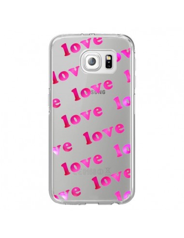 Coque Pink Love Rose Transparente pour Samsung Galaxy S6 Edge - Sylvia Cook