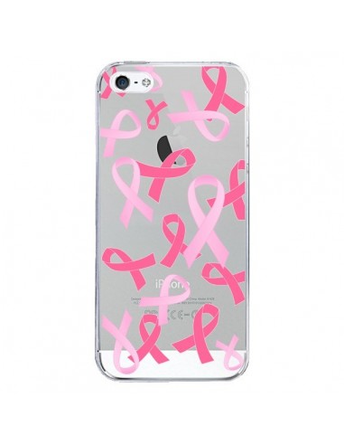 Coque iPhone 5/5S et SE Pink Ribbons Ruban Rose Transparente - Sylvia Cook