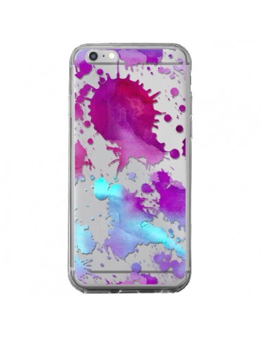 Coque iPhone 6 Plus et 6S Plus Watercolor Splash Taches Bleu Violet Transparente - Sylvia Cook
