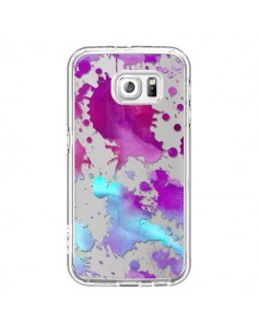 Coque Watercolor Splash Taches Bleu Violet Transparente...