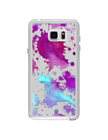 Coque Watercolor Splash Taches Bleu Violet Transparente pour Samsung Galaxy Note 5 - Sylvia Cook