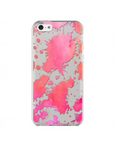 Coque iPhone 5C Watercolor Splash Taches Rose Orange...