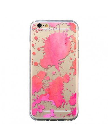 Coque iPhone 6 et 6S Watercolor Splash Taches Rose Orange Transparente - Sylvia Cook