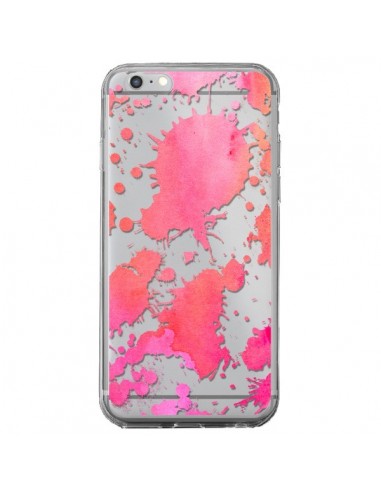 Coque iPhone 6 Plus et 6S Plus Watercolor Splash Taches Rose Orange Transparente - Sylvia Cook