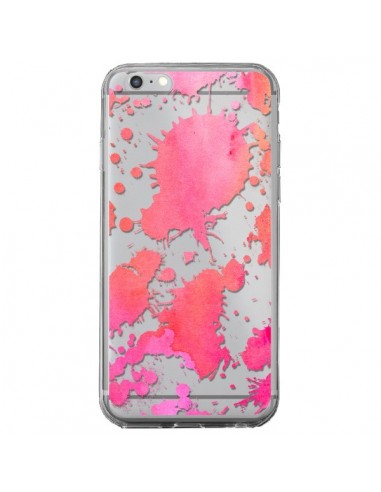 Coque iPhone 6 Plus et 6S Plus Watercolor Splash Taches Rose Orange Transparente - Sylvia Cook