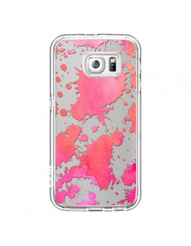 Coque Watercolor Splash Taches Rose Orange Transparente pour Samsung Galaxy S6 - Sylvia Cook