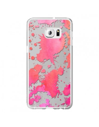 Coque Watercolor Splash Taches Rose Orange Transparente pour Samsung Galaxy S6 Edge Plus - Sylvia Cook