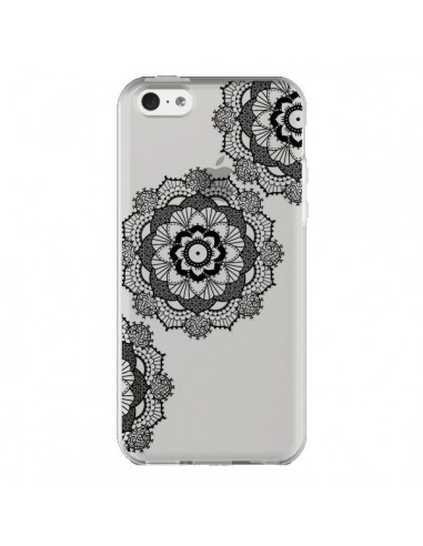 Coque iPhone 5C Triple Mandala Noir Black Transparente - Sylvia Cook