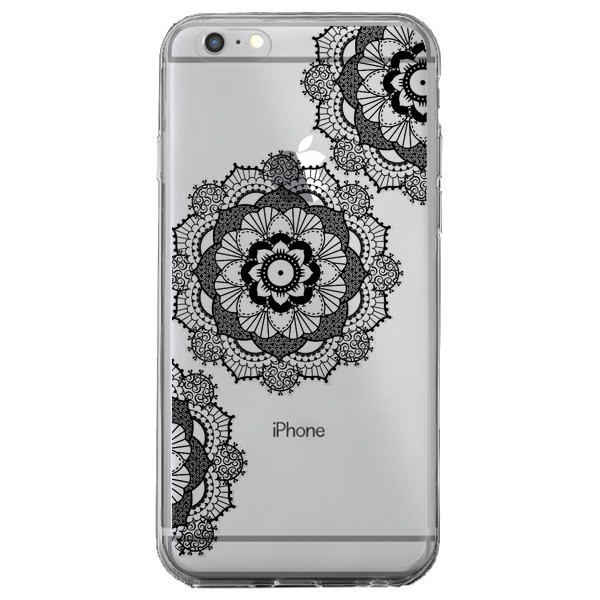 coque iphone 6 transparente avec motif noir