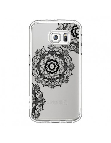 Coque Triple Mandala Noir Black Transparente pour Samsung Galaxy S6 - Sylvia Cook