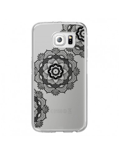 Coque Triple Mandala Noir Black Transparente pour Samsung Galaxy S6 Edge - Sylvia Cook