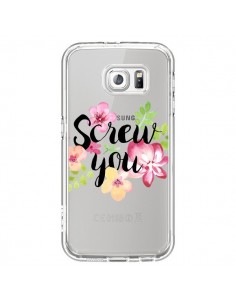 Coque Screw you Flower Fleur Transparente pour Samsung...