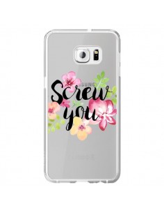 Coque Screw you Flower Fleur Transparente pour Samsung...