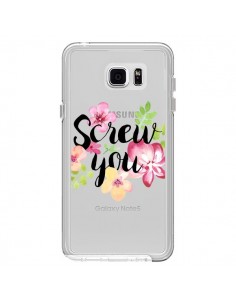 Coque Screw you Flower Fleur Transparente pour Samsung...