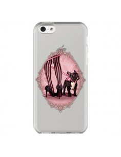 Coque iPhone 5C Lady Jambes Chien Bulldog Dog Rose Pois...