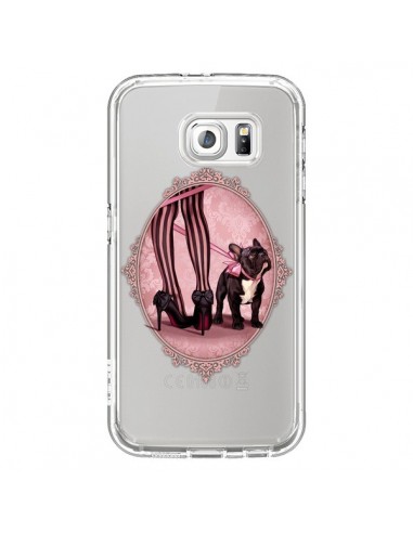 Coque Lady Jambes Chien Bulldog Dog Rose Pois Noir Transparente pour Samsung Galaxy S6 - Maryline Cazenave