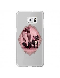 Coque Lady Jambes Chien Bulldog Dog Rose Pois Noir...