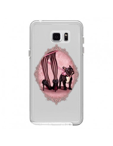 Coque Lady Jambes Chien Bulldog Dog Rose Pois Noir Transparente pour Samsung Galaxy Note 5 - Maryline Cazenave