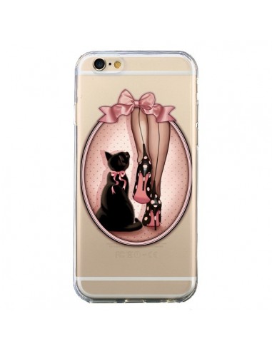 Coque iPhone 6 et 6S Lady Chat Noeud Papillon Pois Chaussures Transparente - Maryline Cazenave