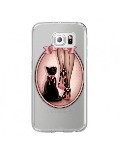 Coque Lady Chat Noeud Papillon Pois Chaussures Transparente pour Samsung Galaxy S6 Edge - Maryline Cazenave