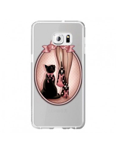 Coque Lady Chat Noeud Papillon Pois Chaussures Transparente pour Samsung Galaxy S6 Edge Plus - Maryline Cazenave